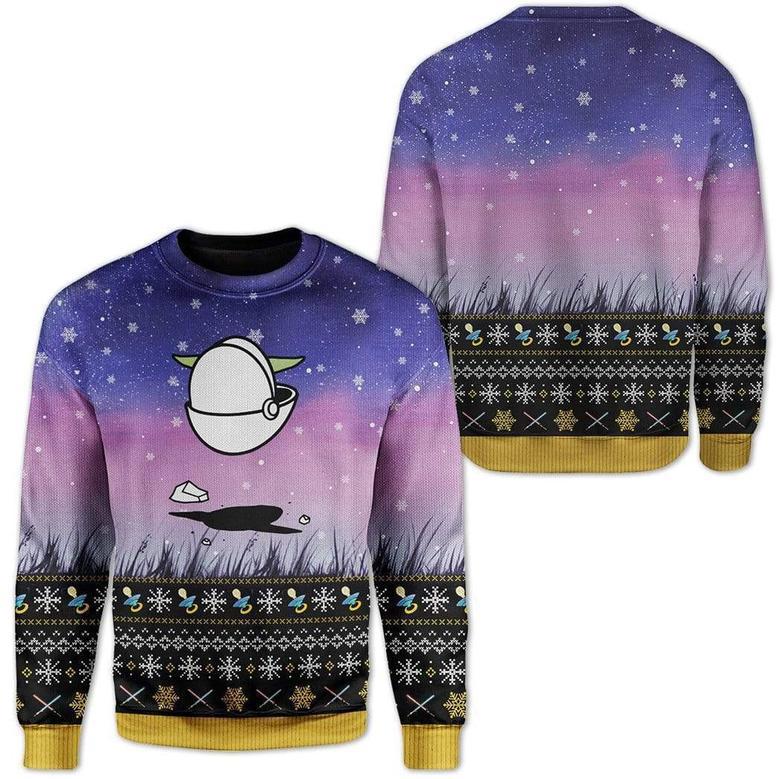 SW Sweater SW The Child Galaxy Blue Purple Ugly Sweater Cute High Quality SW Ugly Sweater