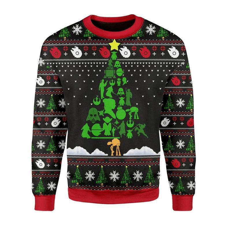 SW Ugly Sweater SW Silhouette Christmas Tree Green Black Red Sweater High Quality SW Sweater