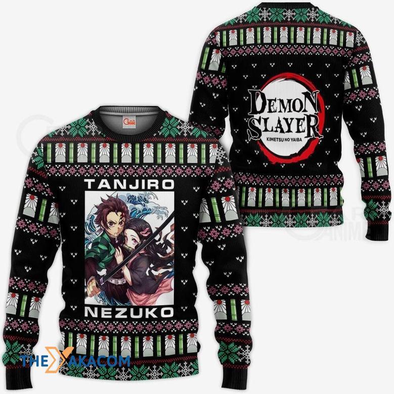 Tanjiro And Nezuko Kimetsu Gift For Fan Anime Christmas Ugly Sweater