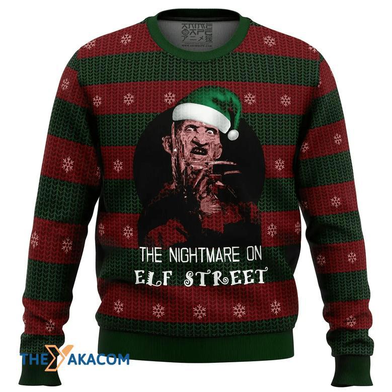 The Nightmare On Elf Street Freddy Krueger Custom Gift For Fan Anime Christmas Ugly Sweater