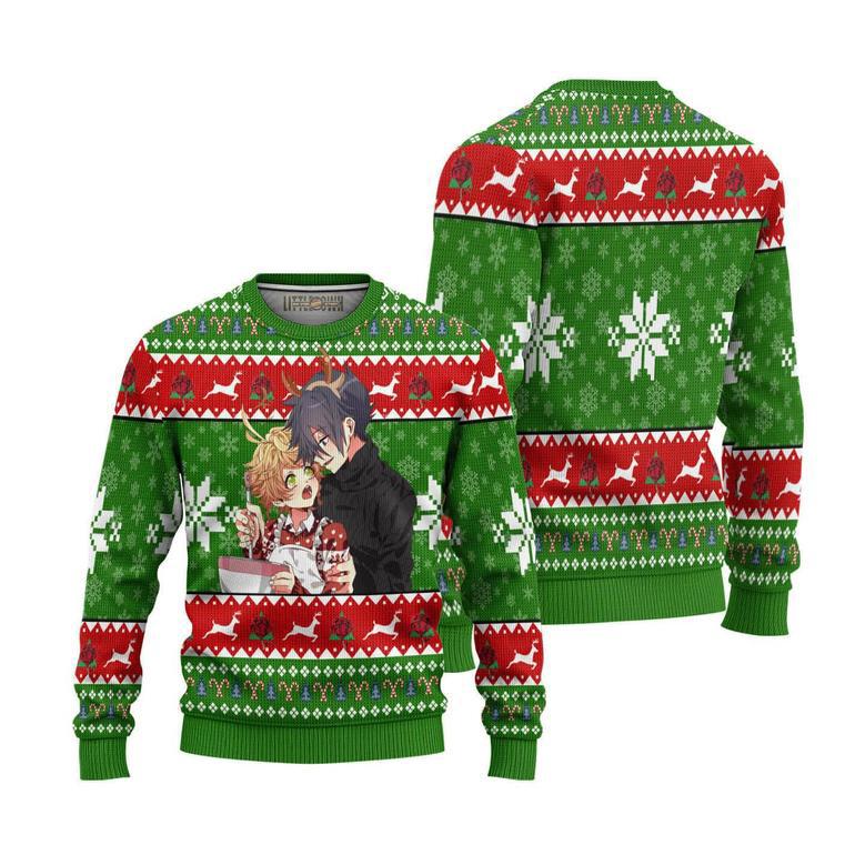 The Promised Neverland Ugly Christmas Sweater Ray x Emma Custom Knitted Sweatshirt