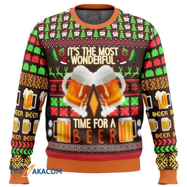 Time for a Beer Gift For Fan Anime Christmas Ugly Sweater