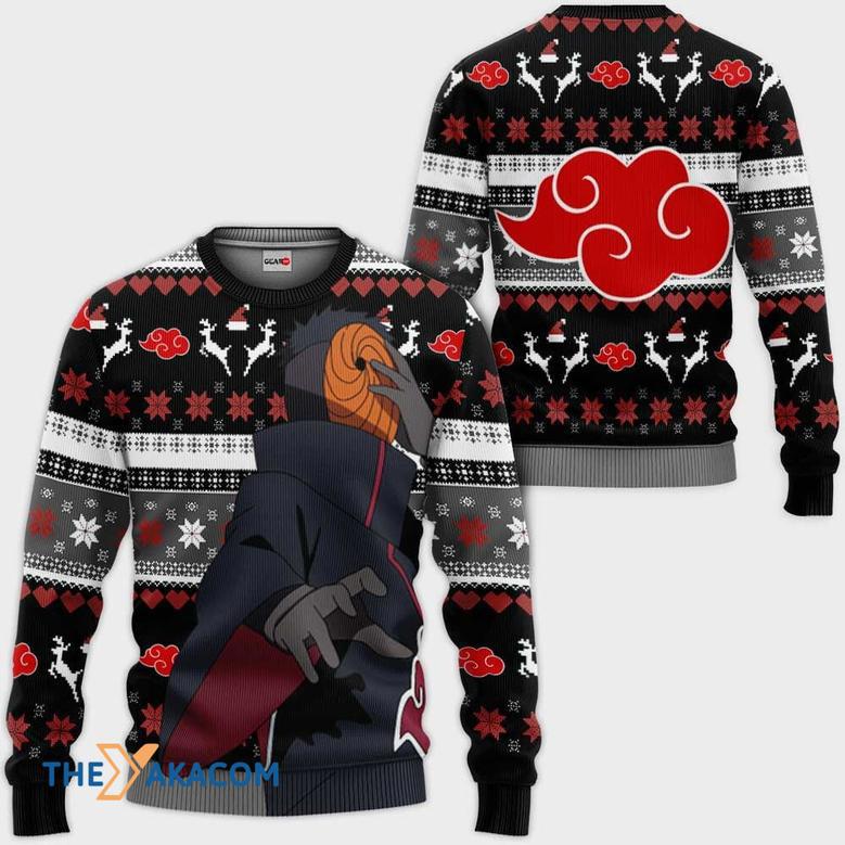 Tobi Akatsuki Black Custom With Pattern Gift For Fan Anime Christmas Ugly Sweater