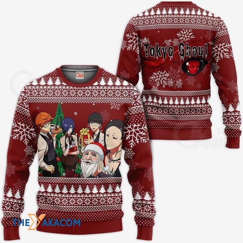 Tokyo Ghoul Anime Red Custom Gift For Fan Anime Christmas Ugly Sweater