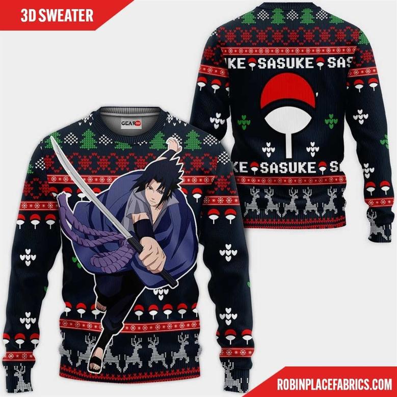 Uchiha Sasuke Ugly Christmas Sweater Custom Naruto Anime Xmas Gifts