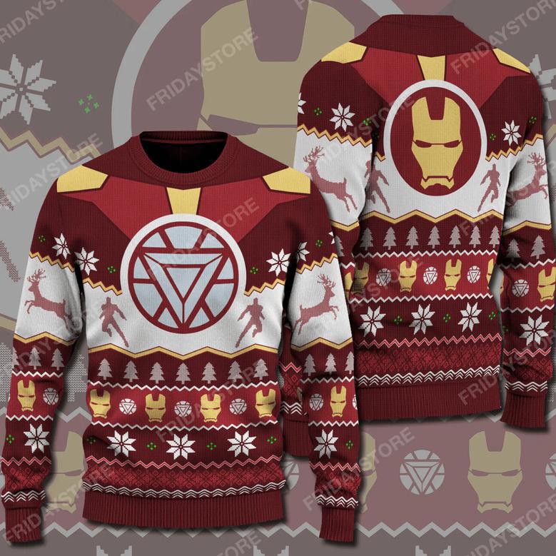 Unifinz Marvel Ugly Sweater Ironman Character Christmas Pattern Sweater Cool Ironman Christmas