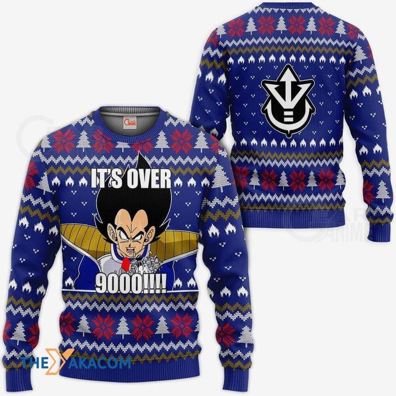 Vegeta It's Over Funny DBZ Custom Gift For Fan Anime Christmas Ugly Sweater