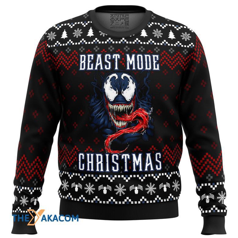 Venom Beast Mode Christmas Gift For Fan Anime Christmas Ugly Sweater