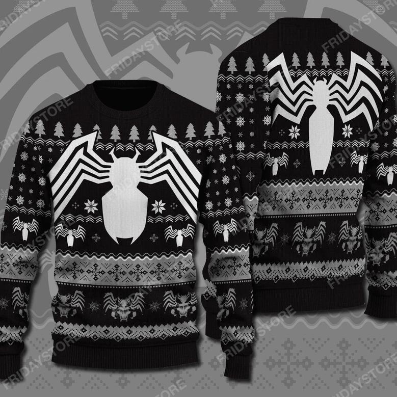 Venom Super Hero Dark Pattern Christmas Ugly Wool Sweater Christmas Gift For Kid Adult