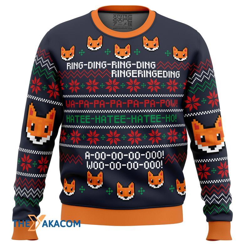 What does the Fox say Gift For Fan Anime Christmas Ugly Sweater