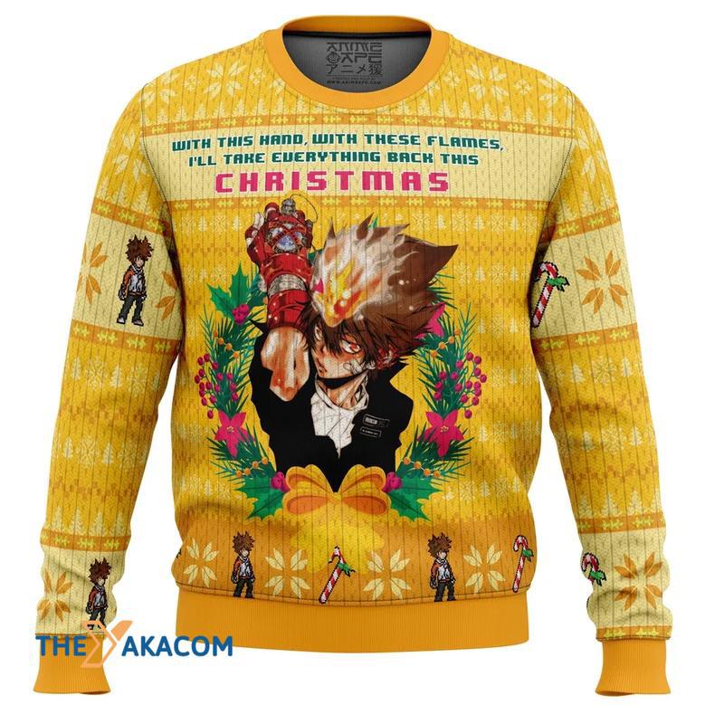 With This Hand With These Flames Katekyo Hitman Reborn Gift For Fan Anime Christmas Ugly Sweater