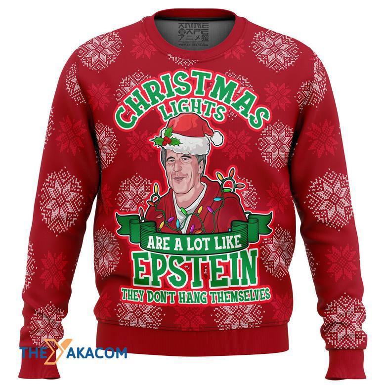 Xmas Lights Are Like Epstein Gift For Fan Anime Christmas Ugly Sweater