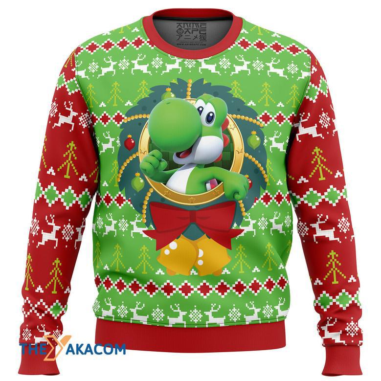 Yoshi Super Mario Gift For Fan Anime Christmas Ugly Sweater