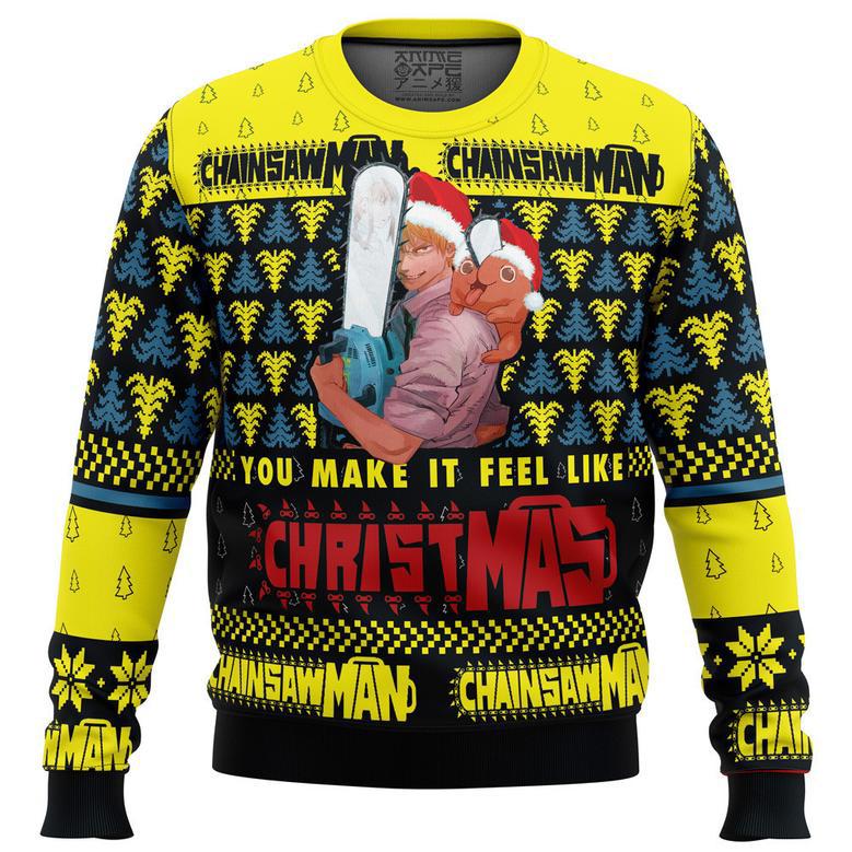 You Make It Fell Like Christmas Chainsaw Man Ugly Christmas Sweater