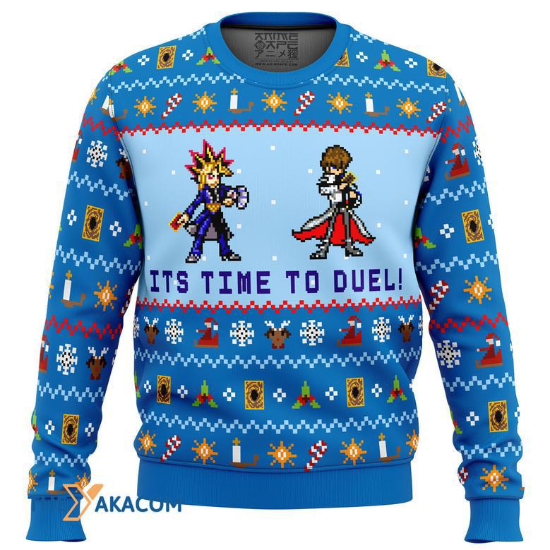 Yugioh Its Time To Duel Gift For Fan Anime Christmas Ugly Sweater