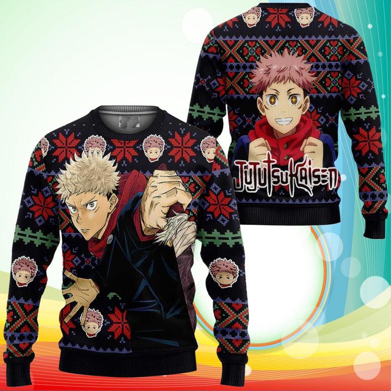 Yuji Itadori Ugly Christmas Sweater Anime Jujutsu Kaisen Xmas Gifts