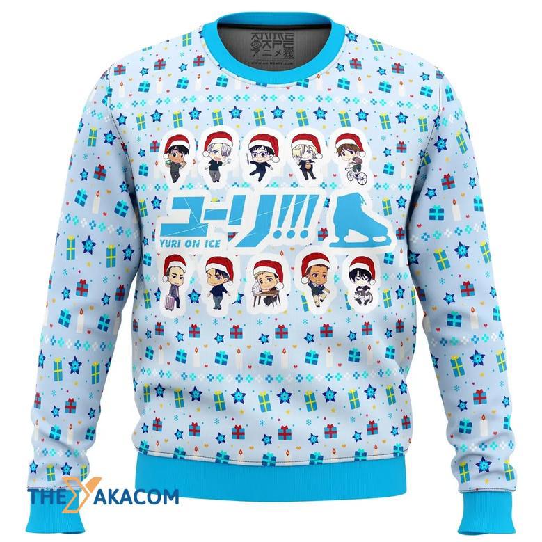 Yuri on Ice Cute Chibi Custom Gift For Fan Anime Christmas Ugly Sweater