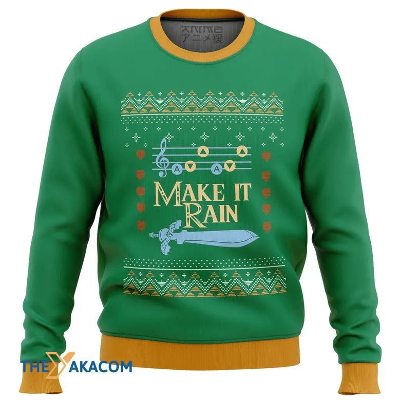 Zelda Make it Rain Custom Gift For Fan Anime Christmas Ugly Sweater