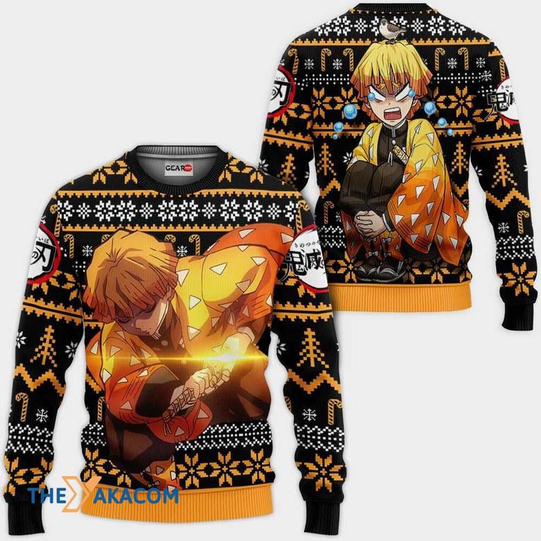 Zenitsu Custom Anime Kimetsu Gift For Fan Anime Christmas Ugly Sweater