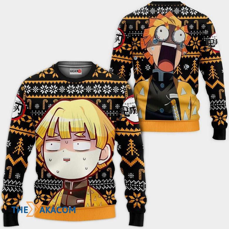 Zenitsu Kimetsu no Yaiba Anime Custom Gift For Fan Anime Christmas Ugly Sweater