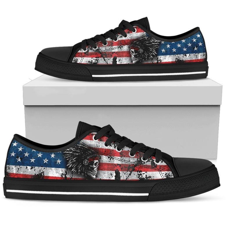 Native american skull pattern low top shoes