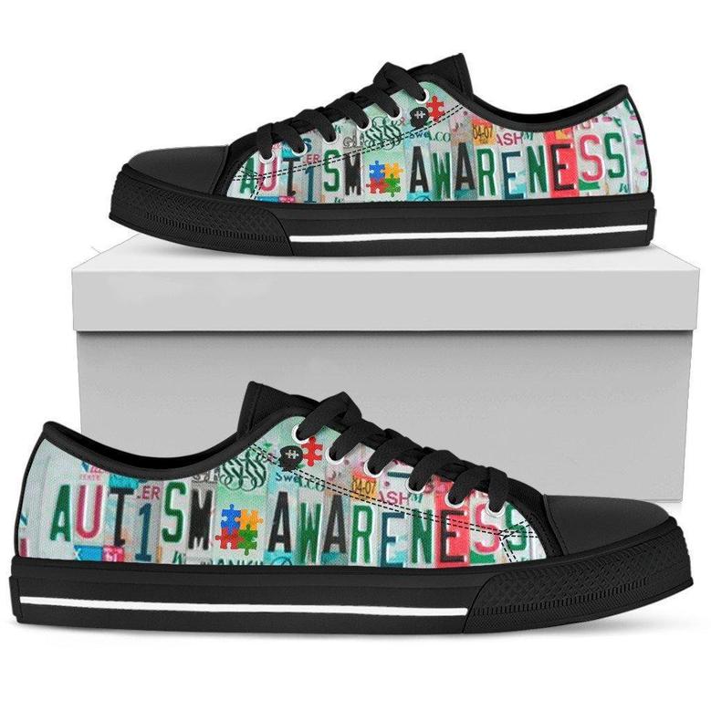 Please Be Autism Aware Low Top Black Shoes