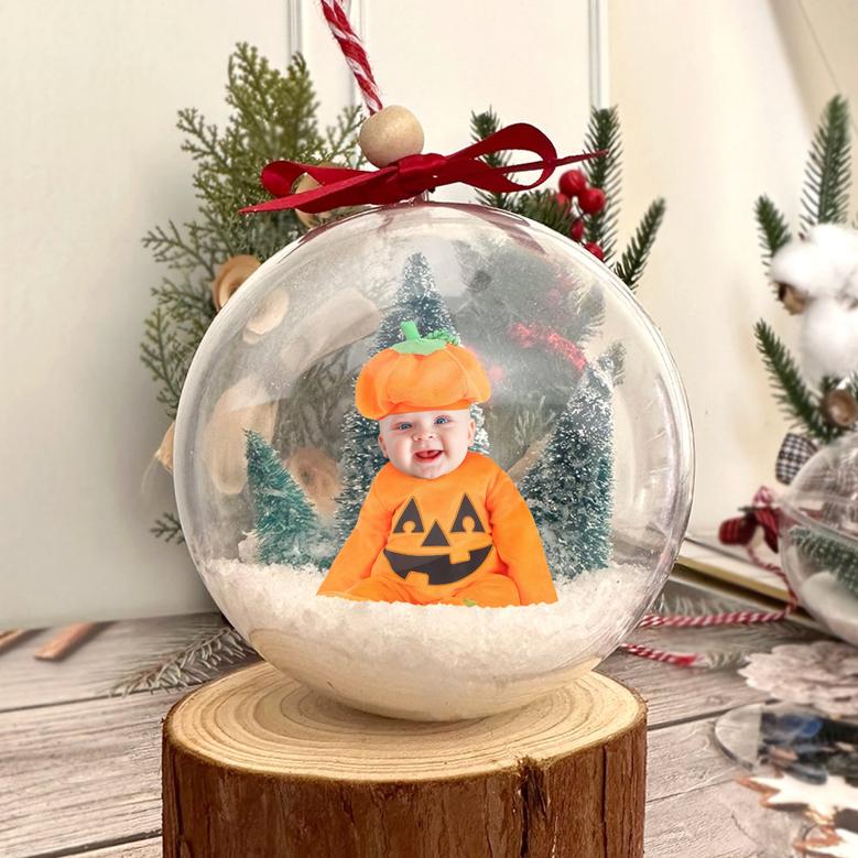 Custom Pumpkin Baby Photo Snow Ball Ornament 3D Ball Ornament