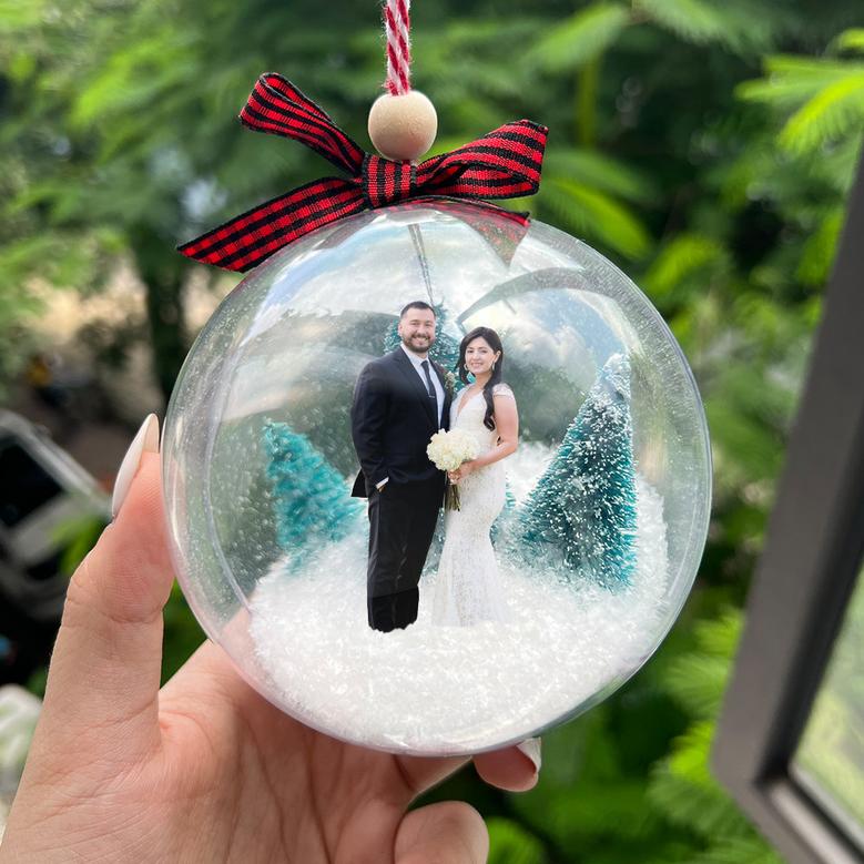 Custom Wedding Photo Snow Ball Ornament 3D Ball Ornament Gift