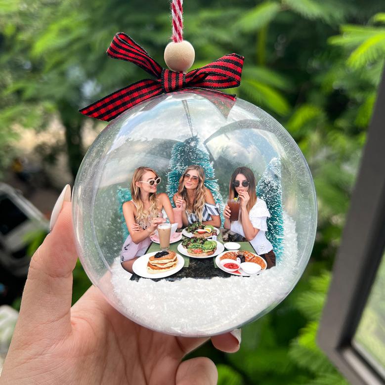 Personalized Best Friend Photo Snow 3D Ball Ornament Christmas Ball