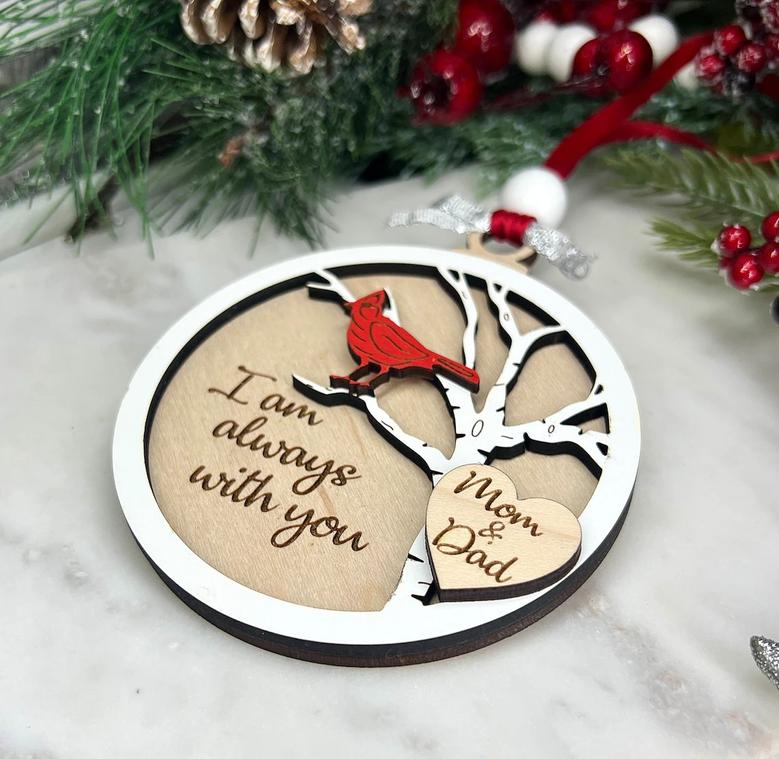 Personalized Cardinal Christmas Ornaments, Wood Ornament Gift For Mom