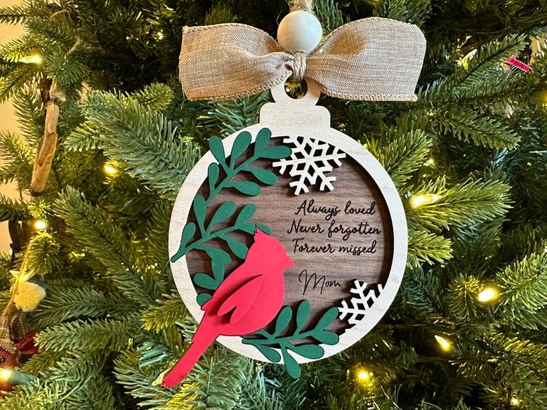 Personalized Cardinal Christmas Ornaments, Wood Ornament