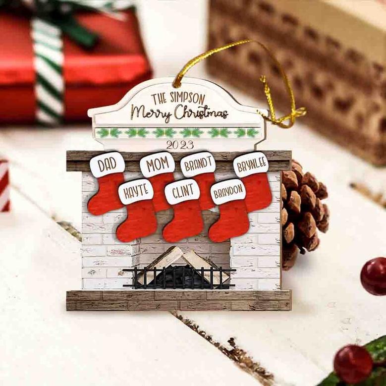 Personalized Family Stockings Christmas Ornaments, Wood Ornament Gift