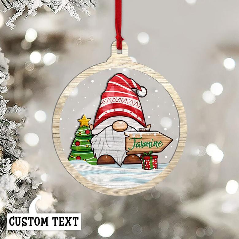 Personalized Gnome Christmas Ornaments, Wood Ornament