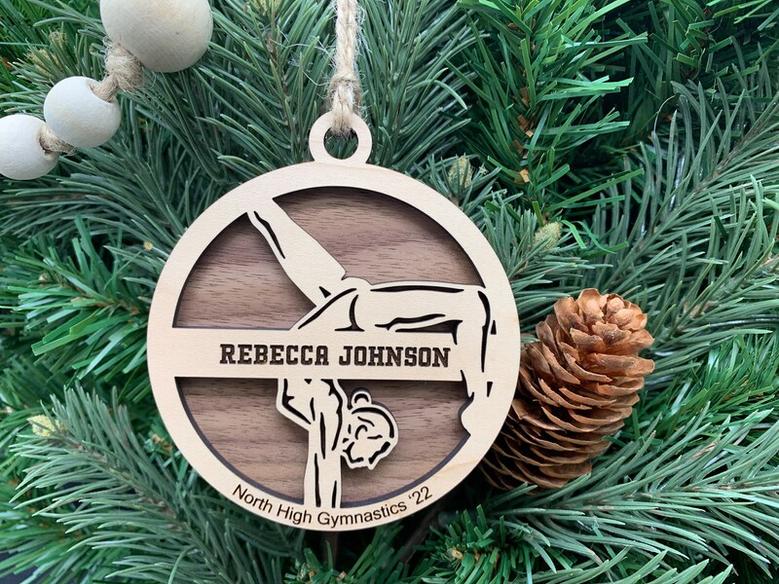 Personalized Gymnastics Christmas Ornaments, Sports Name Wood Ornament