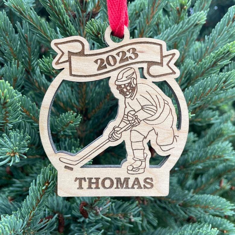 Personalized Hockey Christmas Ornaments, Wood Ornament