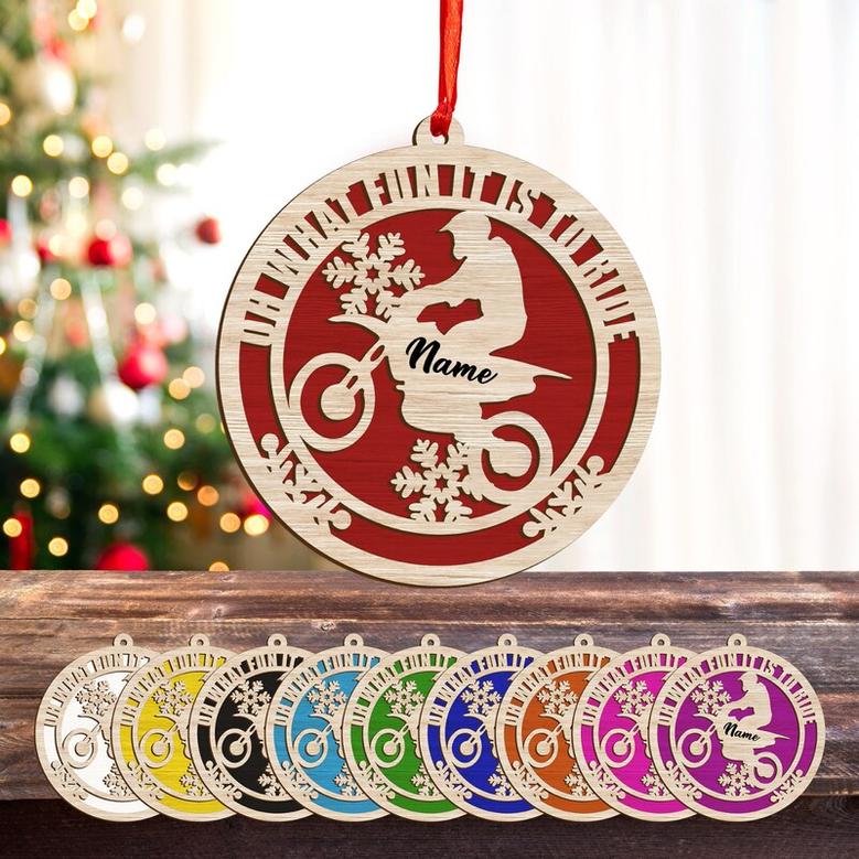 Personalized Motorcycle Christmas Ornaments, Wood Suncatcher Ornament