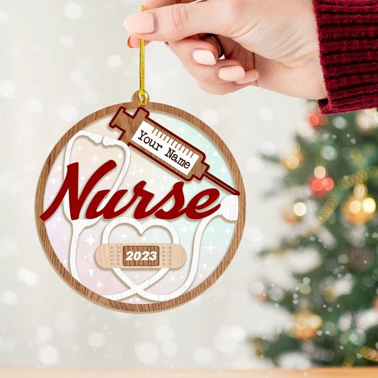Personalized Nurse Christmas Ornaments, Wood Ornament