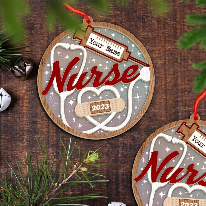 Personalized Nurse Christmas Ornaments, Wood Ornament