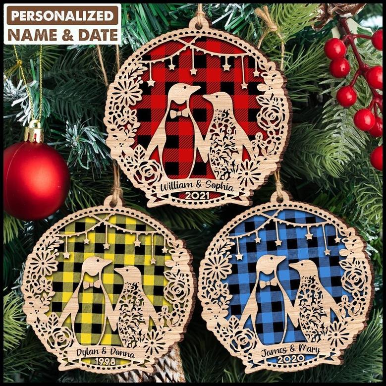 Personalized Penguin Christmas Ornaments, Wood Ornament