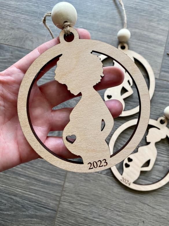 Personalized Pregnancy Christmas Ornaments, Wood Ornament
