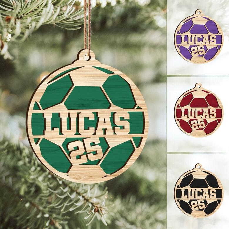 Personalized Soccer Christmas Ornaments, Wood Ornament Gift for Son