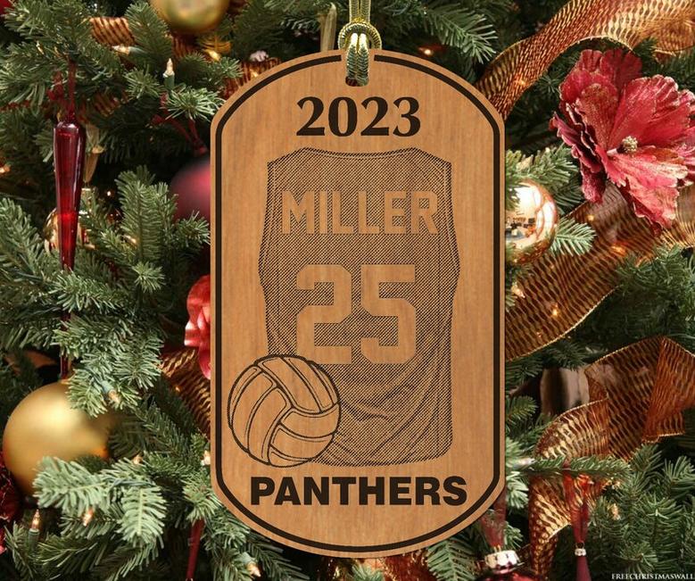 Personalized Volleyball Christmas Ornaments, Wood Ornament