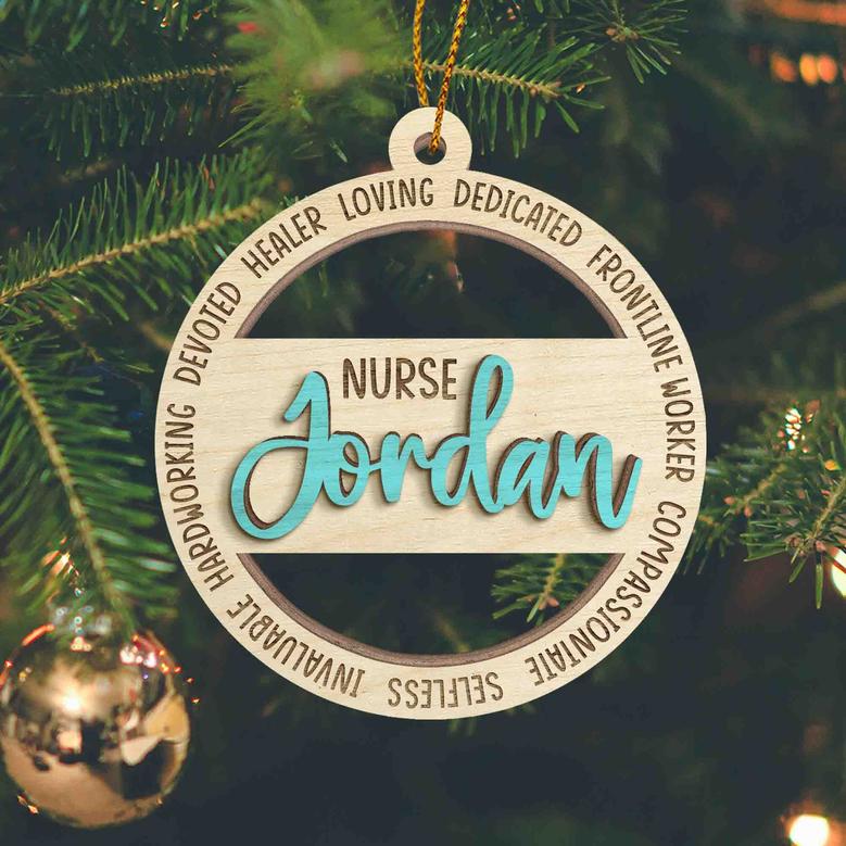 Personalized Nurse Christmas Ornaments, Wood Ornament Nurse Gift