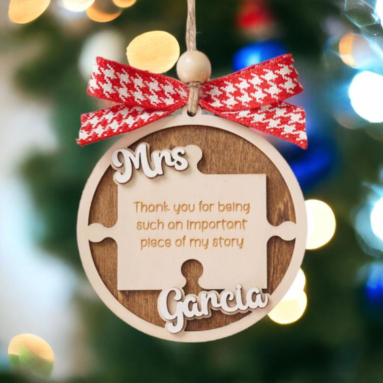 Personalized Teacher Christmas Ornaments, Classroom Decor Wood Ornament