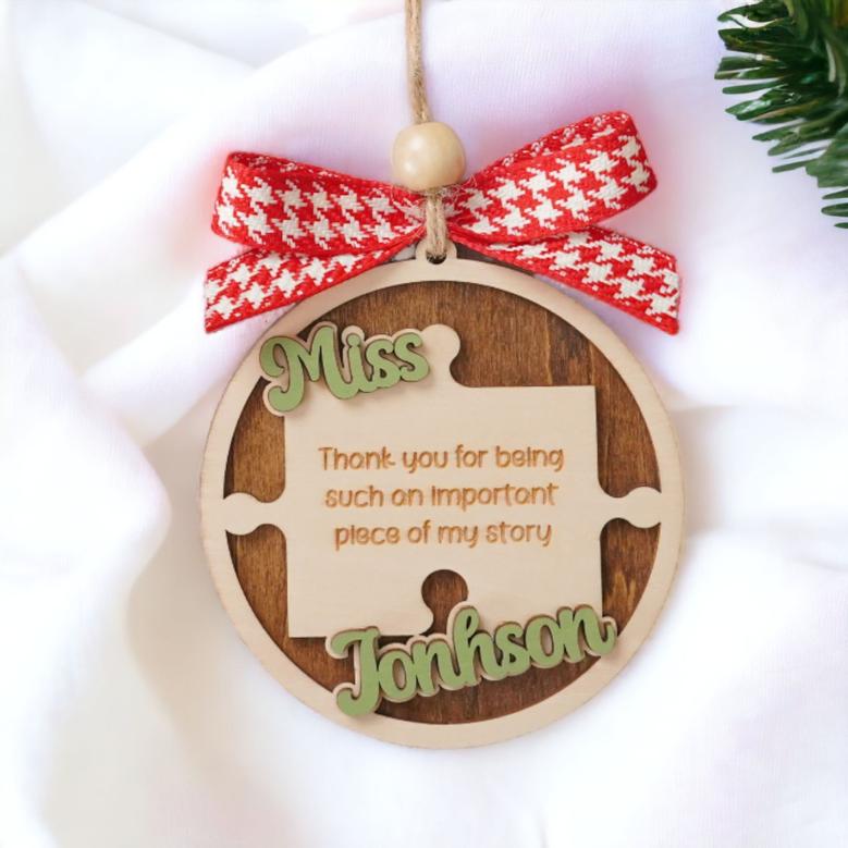 Personalized Teacher Christmas Ornaments, Wood Ornament
