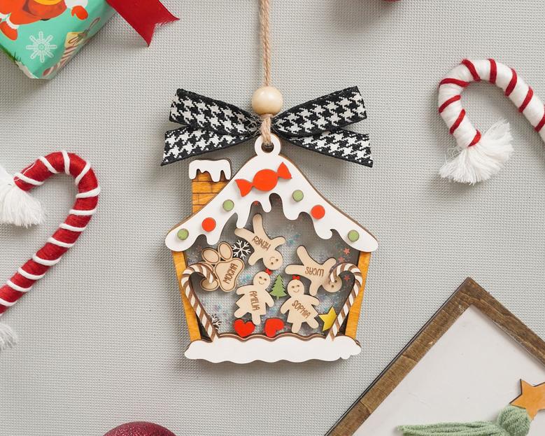Personalized Gingerbread Christmas Ornaments, Wood Ornament