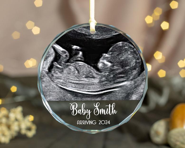 Custom Baby Ultrasound Glass Ornament Pregnancy Announcement Gift