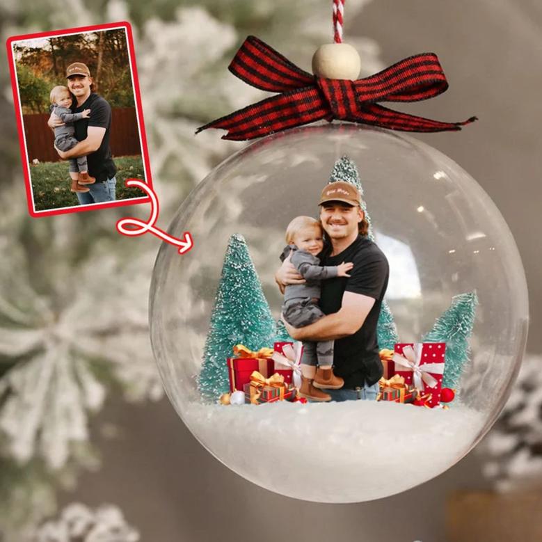 Custom Father Photo Ball Ornament, Christmas 3D Ornament Dad Gift