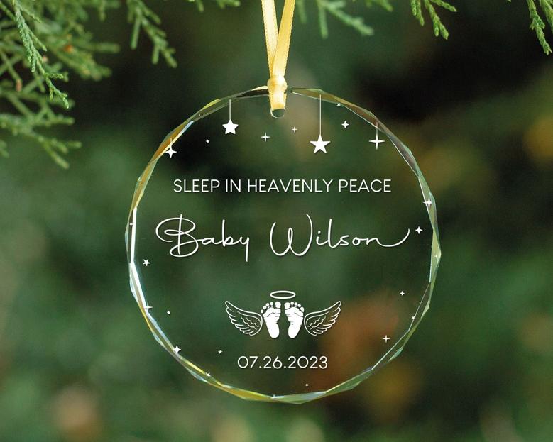 Personalized Miscarriage Baby Memorial Glass Christmas Ornament Gift