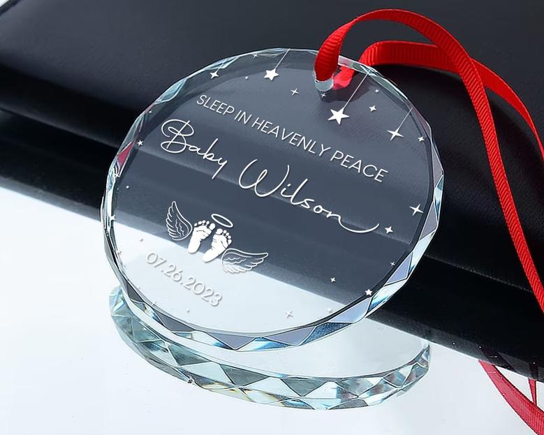 Personalized Miscarriage Baby Memorial Glass Christmas Ornament Gift